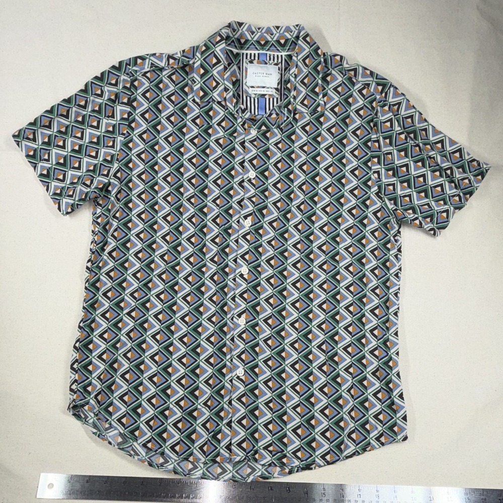 Cactus Man Ricky Singh Men's M Regular Multicolor Geometric SS Viscose Button-Up
